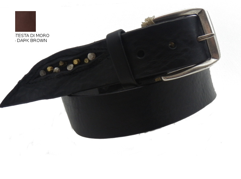 Cintura in Cuoio lavato intagliata - Testa di Moro - 40mm